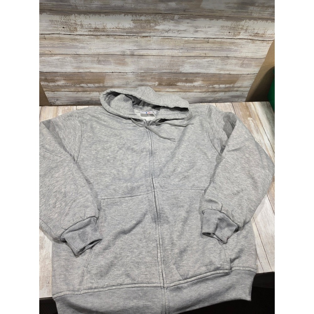 AthleTech Mens Thermal Lined Full Zip Hoodie Gray Heather Sweatshirt Large NOS